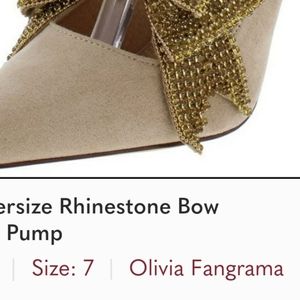 Gold Oversize Rhinestone Bow HighHeel Pump